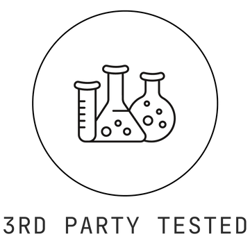 Icon of laboratory flasks labeled '3rd Party Tested.'