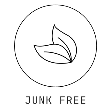 A black silhouette of a camel with the words 'JUNK FREE'.